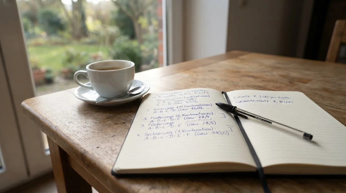Ein aufgeschlagenes leeres Notizbuch mit Kugelschreiber neben einer Tasse Kaffee auf einem Tisch am Fenster.